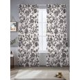 thumbnail image 5 of Farmhouse Black Semi Sheer Window Curtains 84 Inches Long, Vintage Flower Leaf Botanical Plant Rod Pocket Voile Chiffon Curtain Light Filtering Drapes for Living Room, Kitchen, 52"x84", 2 Panels, 5 of 9