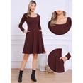 thumbnail image 2 of DARING DIVA Women's Knit Sweater Casual Square Neck Long Sleeve Dress L Deep Red, 2 of 6