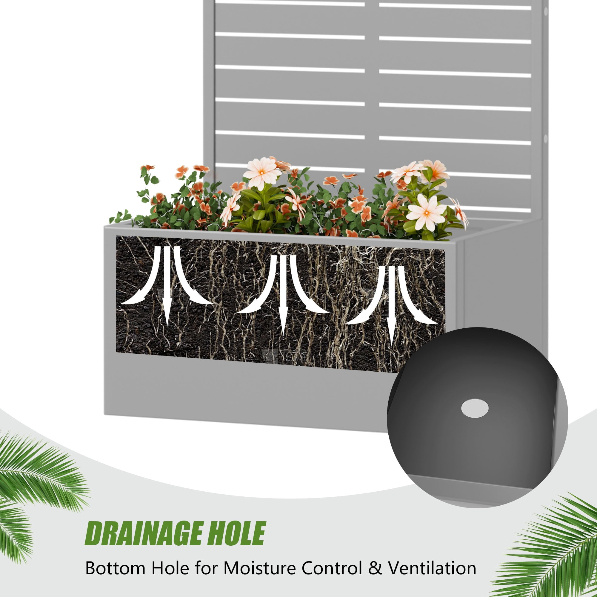 MAYEERTY 47*24in Outdoor Metal Planter Box, Narrow Space Planter Box, Slim Patio Planter for Patio, Garden, Yard