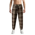 thumbnail image 3 of Men's Plaid Stripe Casual Pants, Fashion Pajama Pants with Elastic Waist for Lounging, Sleeping and Home Wear,Coffee,M, 3 of 5