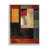 Rich Red Geometric Squares Abstract Graphic Art Gray Framed Art Print Wall Art