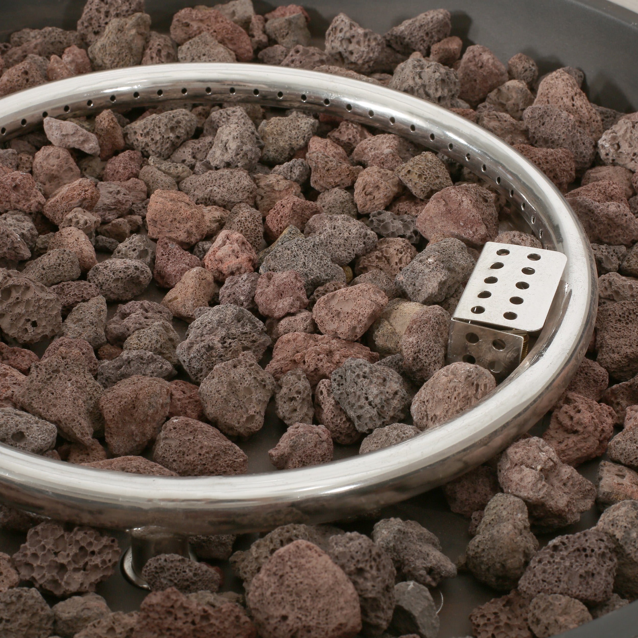 Mayfair Lightweight Concrete Outdoor 50,000 BTU Circular Fire Pit (No Tank Holder), Light Gray