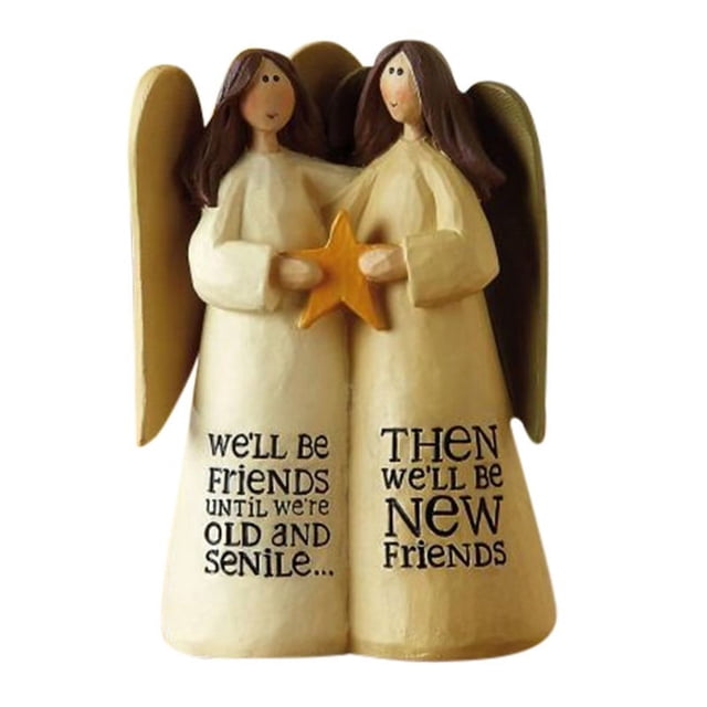 Figura de Ángel de la Amistad con forma de corazón de Ángeles de Sisters Forever, estatua de Forever Sisters y mejores amigos, escultura de ángel para 2 niñas en casa