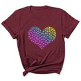 thumbnail image 1 of Heliisoer Hauts pour Femmes, Liquidation d'Été Blouse Femme Nouveau T-shirt à Manches Courtes Col Rond Imprimé Amour, 1 of 4