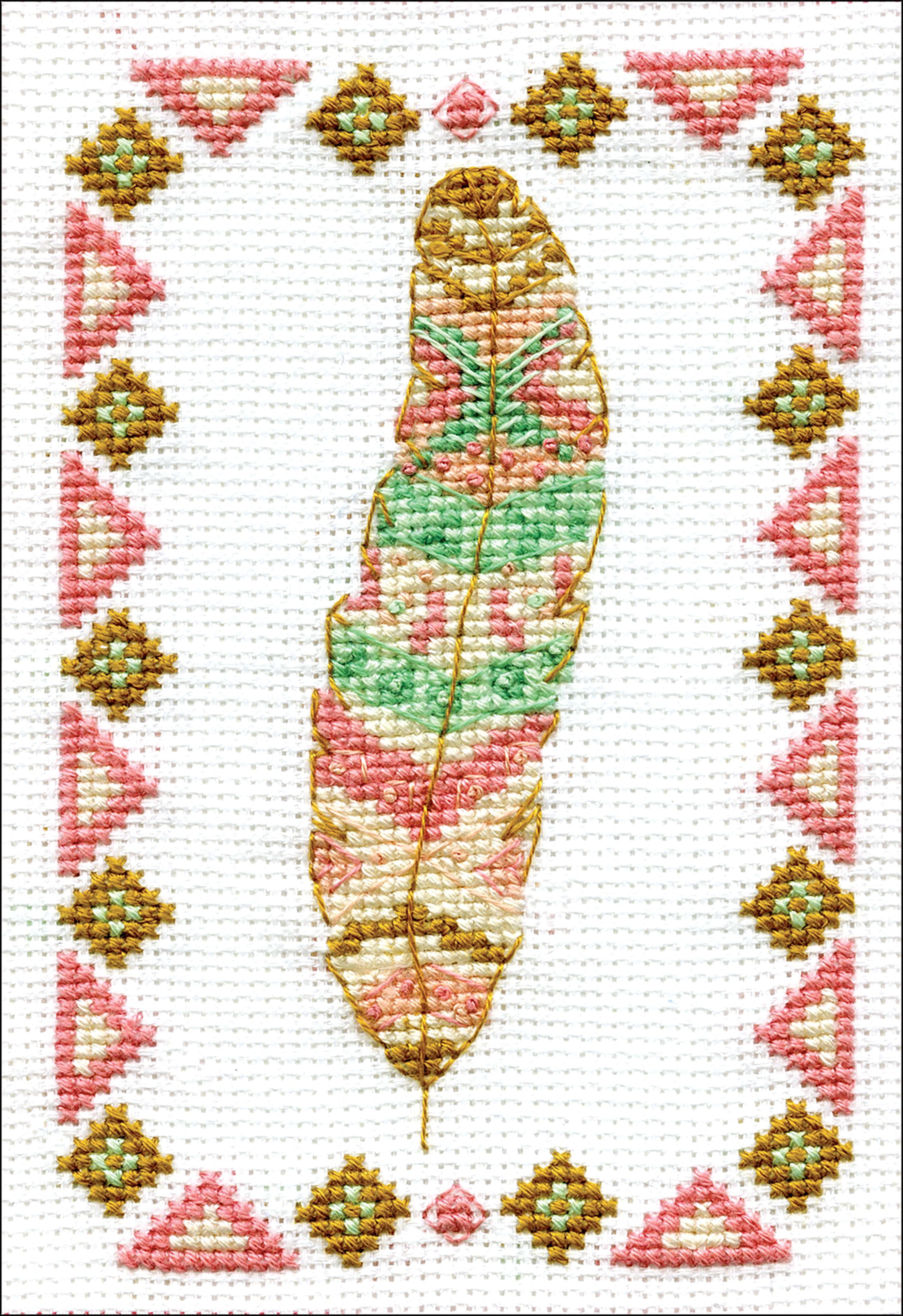 Design Works Stitch & Mat Counted Cross Stitch Kit 3"X4.5"Feather (18