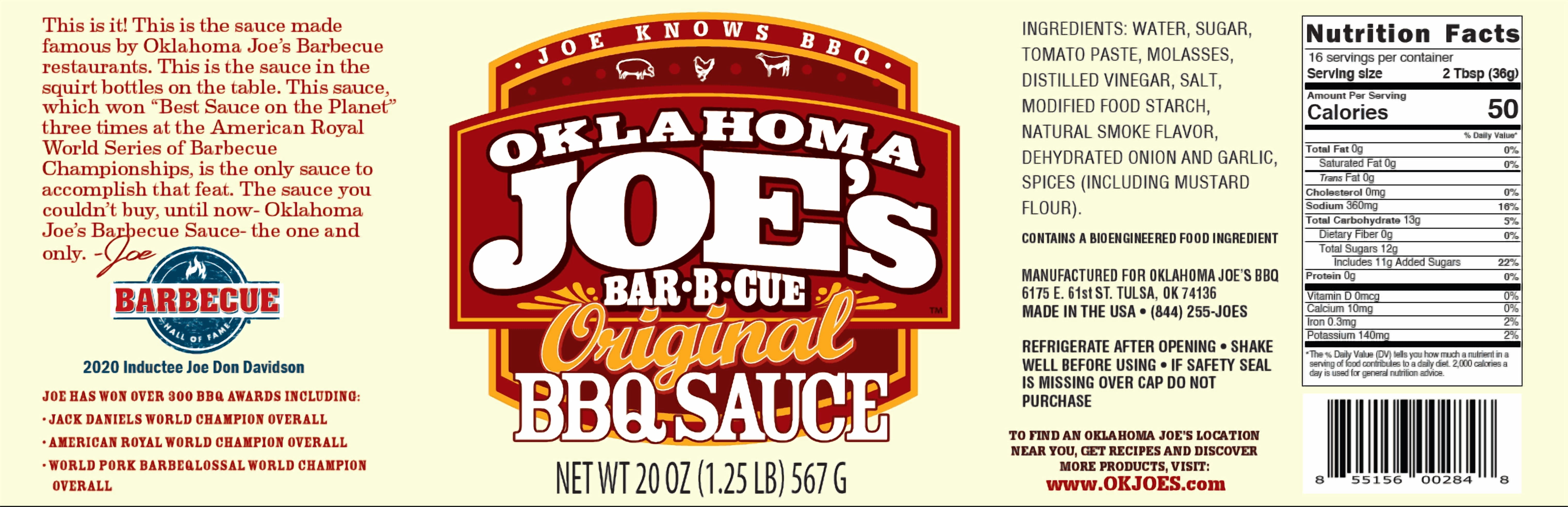 (3 pack) Oklahoma Joe's Original BBQ Sauce, 20 oz