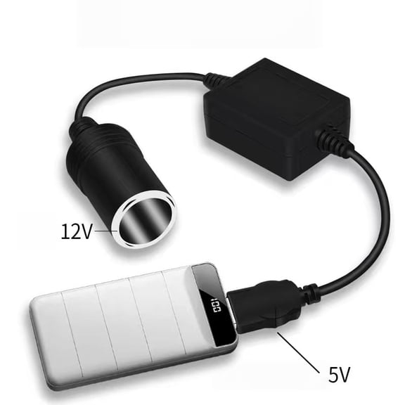 Vruelia USB to Cigarette Lighter Converter, USB A Male 5V to 12V Step-Up, Car Cigarette Lighter Socket Adapter for Dash Cam GPS