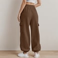 thumbnail image 4 of Womens Daily Home Outdoor Elastic Waist Side Pockets Trousers Casual Workout Trousers Sweatshirt Cargo Pants Women Cargo Pants Sweat Pants Women Casual with Pockets Long Pants Rompers for Women, 4 of 4