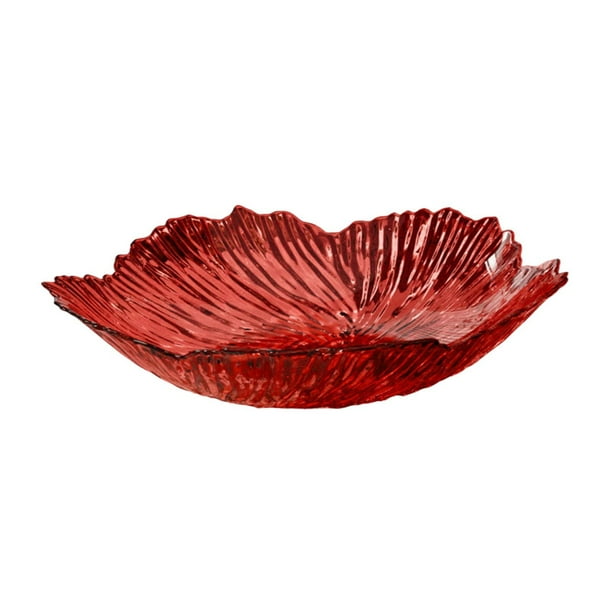 Frutero decorativo, bandeja para servir, plato con forma de pétalo, soporte para verduras para el comedor Rojo