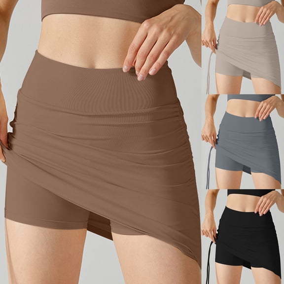 TAGOLD Women's Summer Athletic Shorts Pants,Casual Plus Size Short Pants for Womens,Women's Summer Solid Color Casual Drawstring Length Adjustable High Waist Sports Short Skirt Pants