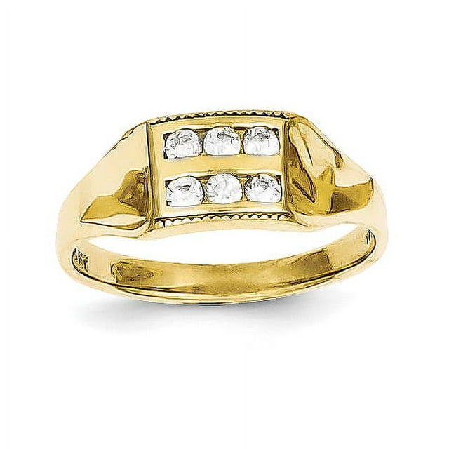 Bague pour Enfant en Or Jaune 10K avec Zircon Cubique Poli