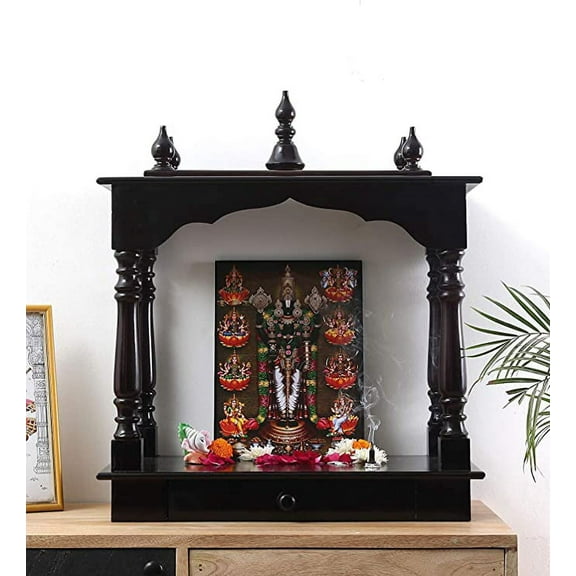 Indian Handicrafts Export Home Temple, Wooden Temple, Pooja Mandir for Home (Walnut, Large- 21 X 11 X 24 Inch (Wxdxh))
