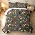 thumbnail image 2 of Erosebridal Cute Beetles Twin Quilt Set,Dreamy Bug Theme Twin Coverlet Set,Gray Green,2 Pieces,1 Bedspread and 1 Pillowcase, 2 of 7