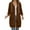 Brown, variant on Women's Long Hooded Sweatshirt Plus Size Casual Pullover Coat With Drawstring Pockets Red L