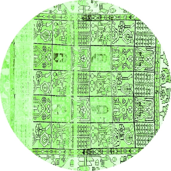 Ahgly Company Indoor Round Abstract Green Modern Area Rugs, 6' Round