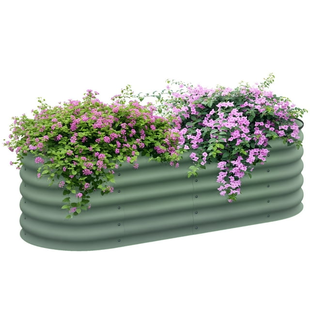 Outsunny Jardinière Surélevée Galvanisée, 5 x 2 x 1,5 Pi, Vert