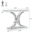 thumbnail image 2 of GA Home Silver Mirrored Console Table with Crushed Diamond Inlay, 39.4'' Long Glass Entryway Sofa Table, C-Shaped Base Modern Accent Narrow Table for Living Room, Hallway, Foyer, Entrance, 2 of 7