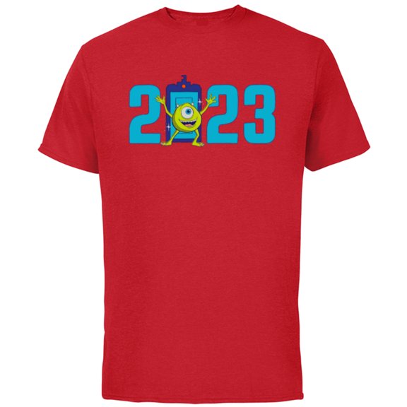Disney and Pixar’s Monsters Inc Mike Wazowski 2023 New Year - Short Sleeve Cotton T-Shirt for Adults - Customized-Red