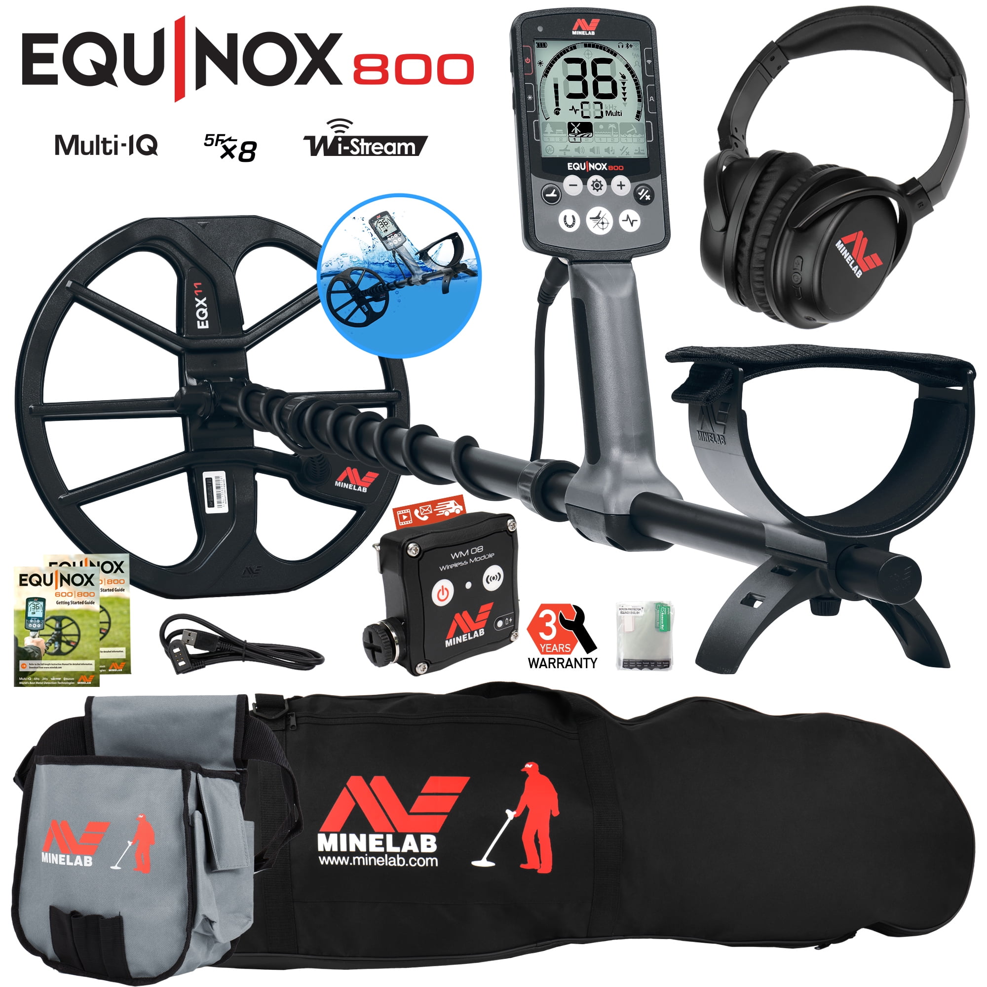 Minelab EQUINOX 800 MultiIQ Metal Detector with Padded Carry Bag