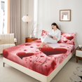thumbnail image 4 of Homewish Teens Female Men Romantic Couple Lover Twin Sheet Sets 3pcs,Red Love Heart Print Twin Fitted Sheet Microfiber,Happy Valentine'S Day Breathable Flat Sheet,Super Cozy Room Decor, 4 of 7