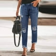 thumbnail image 2 of Woman Pants 2025 Women Mid Waist Ripped Boyfriend Distressed Stretch Skinny Denim Jeans Jeans for Women, 2 of 5