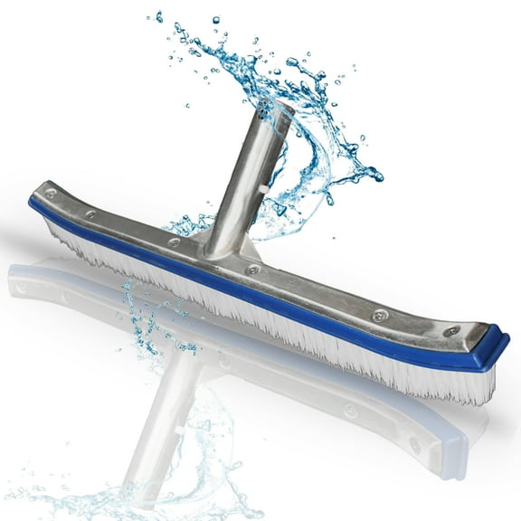 Curved Edge Pool Brush Head Cleaner for Inground or Above Ground Pools - Nylon Bristles 17"