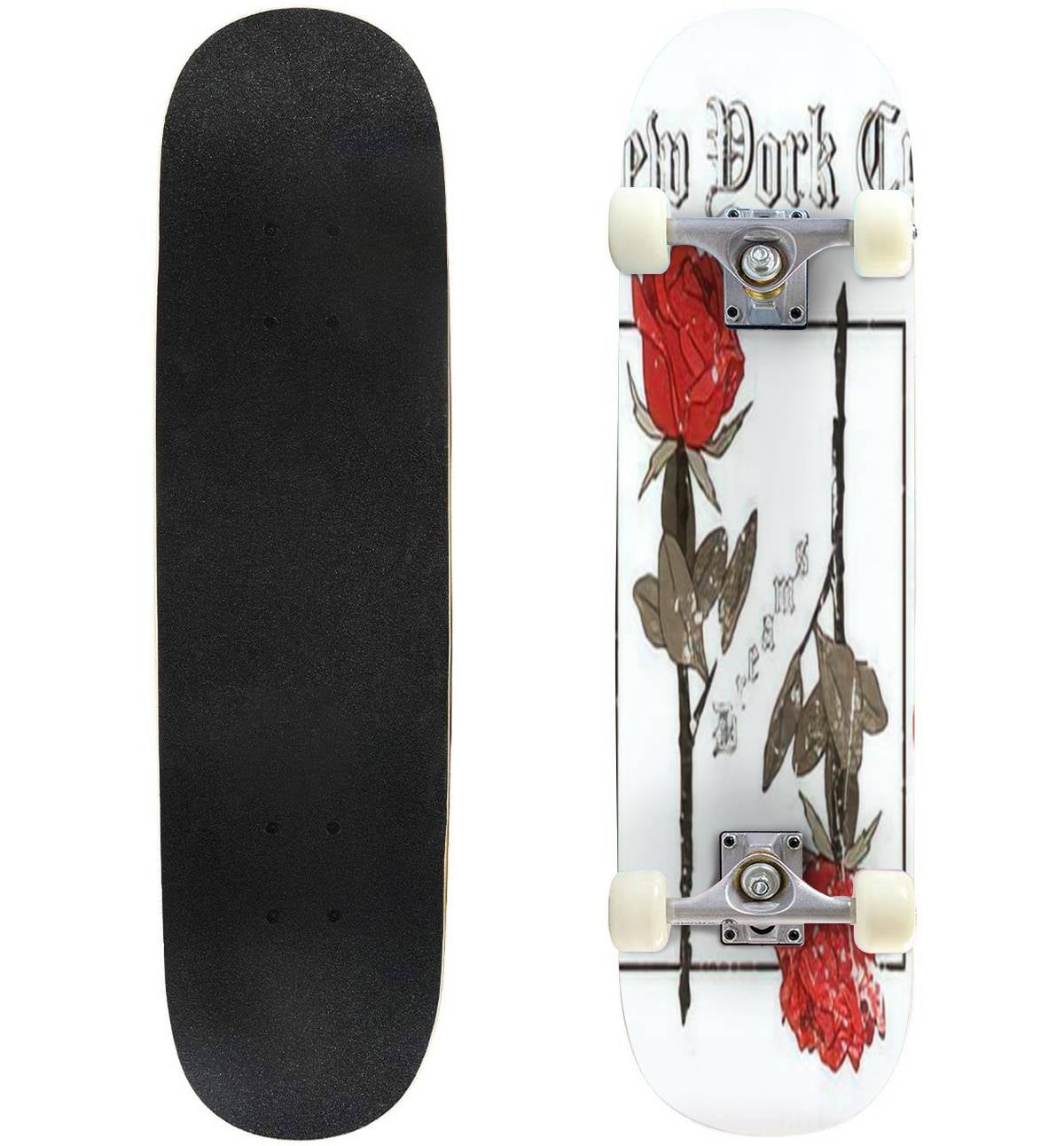 and roll roses Typography graphic print for t Outdoor Skateboard Longboards 31"x8" Pro Complete Skate Board Cruiser - Walmart.com