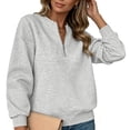 thumbnail image 2 of Horkkom Quarter Zip Pullover Women Solid Color Long Sleeve Sweatshirt Causal Loose Sweatshirts L, 2 of 8