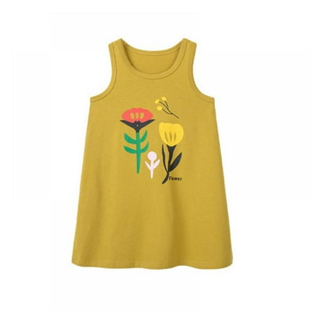

Little Girls Casual Flower Print Sleeveless A-line Dress