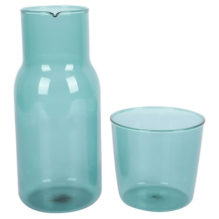 ifundom Green Glass Water Carafe with Cup Set for Home Use, Multi-Function Beverage Pitcher, Durable and Stylish