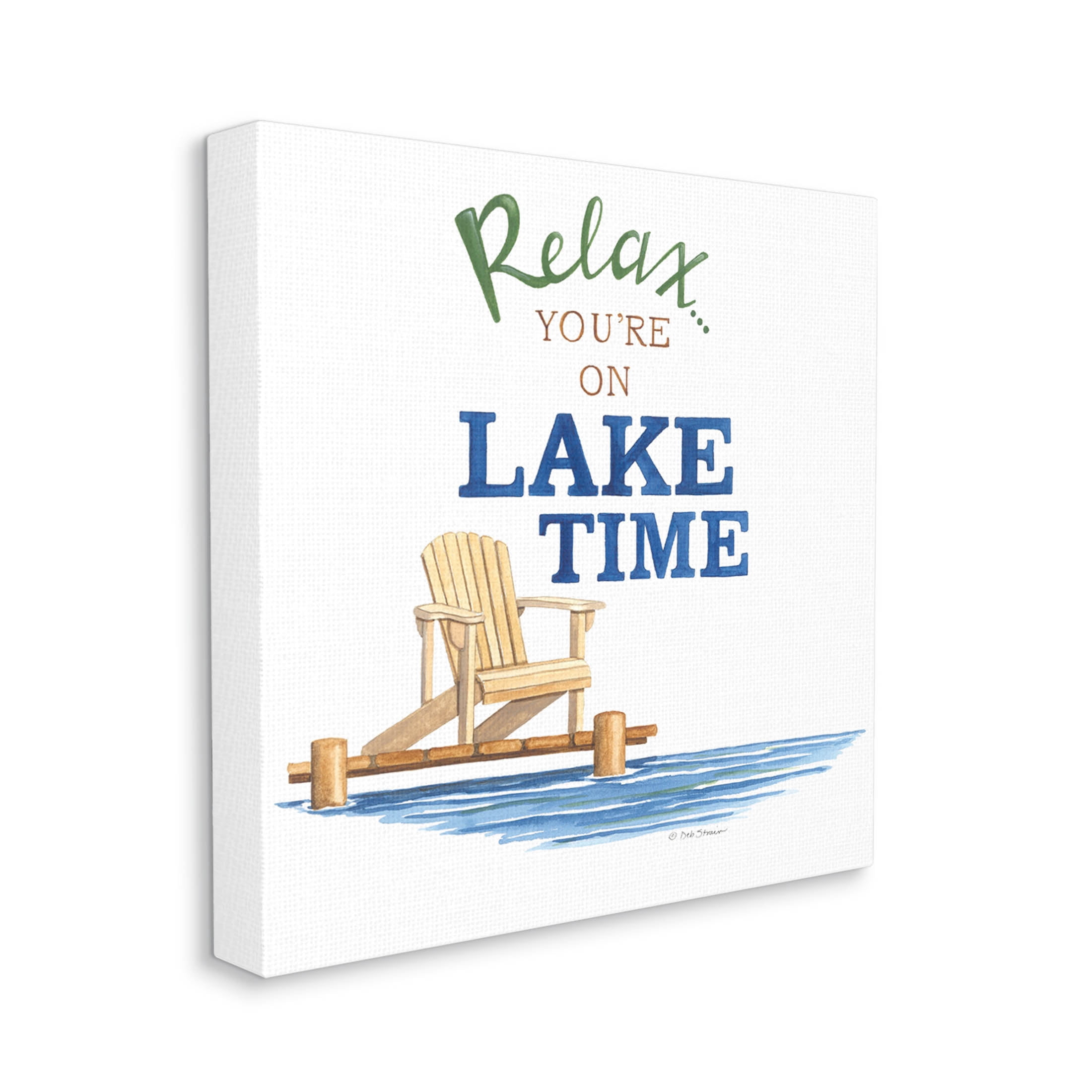 Relax You're On Lake Time Phrase Inspirational Graphic Art Gallery Wrapped Canvas Print Wall Art