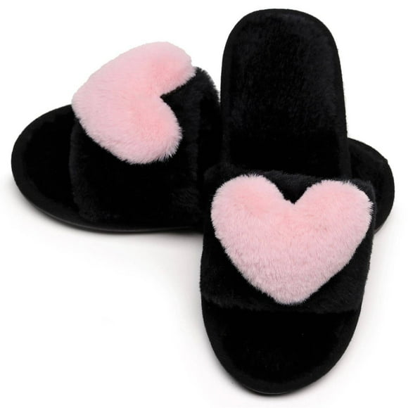 Crazy Lady Pantoufles d'Amour pour Femmes en Mousse à Mémoire de Forme, Chaussures d'Intérieur et d'Extérieur à Bout Ouvert (01/rose, 6-7 m US)