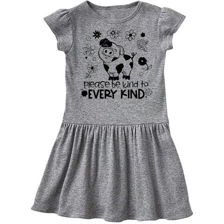 

Inktastic Please Be Kind to Every Kind Cute Pig and Flowers Gift Toddler Girl Dress