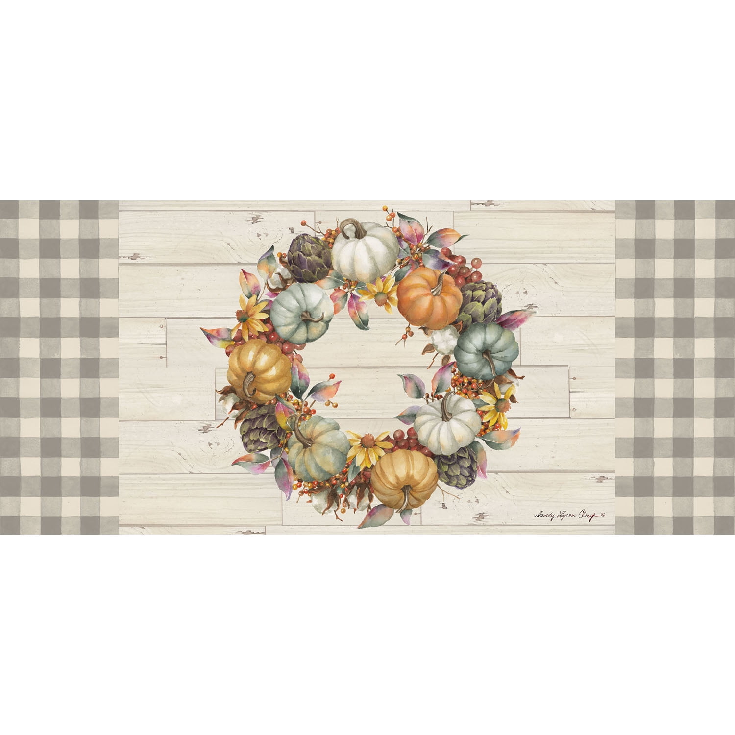Evergreen Pumpkin Time Wreath Sassafras Swich Mat,10x22 Inches