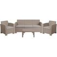 thumbnail image 2 of Merrick Lane 4 Piece Light Gray Faux Rattan Patio Furniture Set with 2 Chairs and Sofa with Removable Light Gray Cushions and Table, 2 of 4