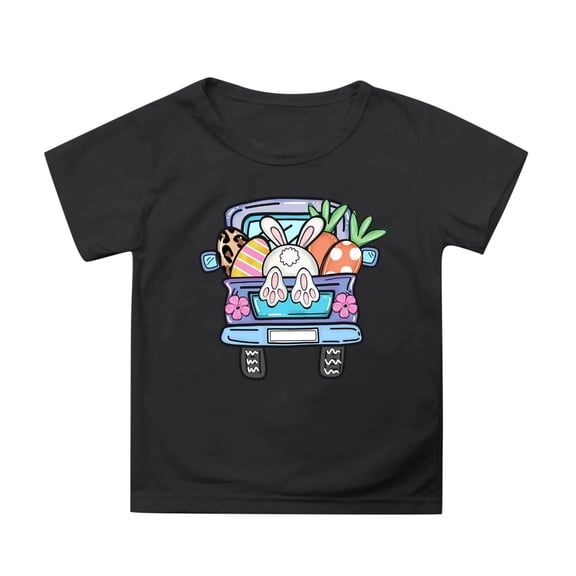 Hihipz Toddler Girls Easter T-Shirt Unisex Solid Color T Shirt Easter Round Neck Petal Sleeve Tee Tops,Sizes 3-4T