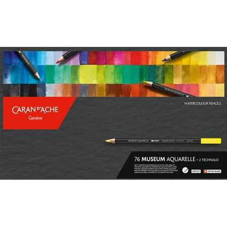 - Caran D'Ache Color Pencil Set - Museum Aquarelle Watersoluable Colored Pencil Set of 76 + 2 Technalo Pencils