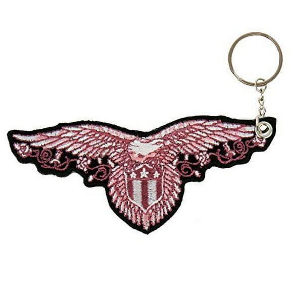 Hot Leathers Double Sided Key Chains, PINK EAGLE - High Quality Embroidered PATCH KEYCHAIN - 4" x 2"