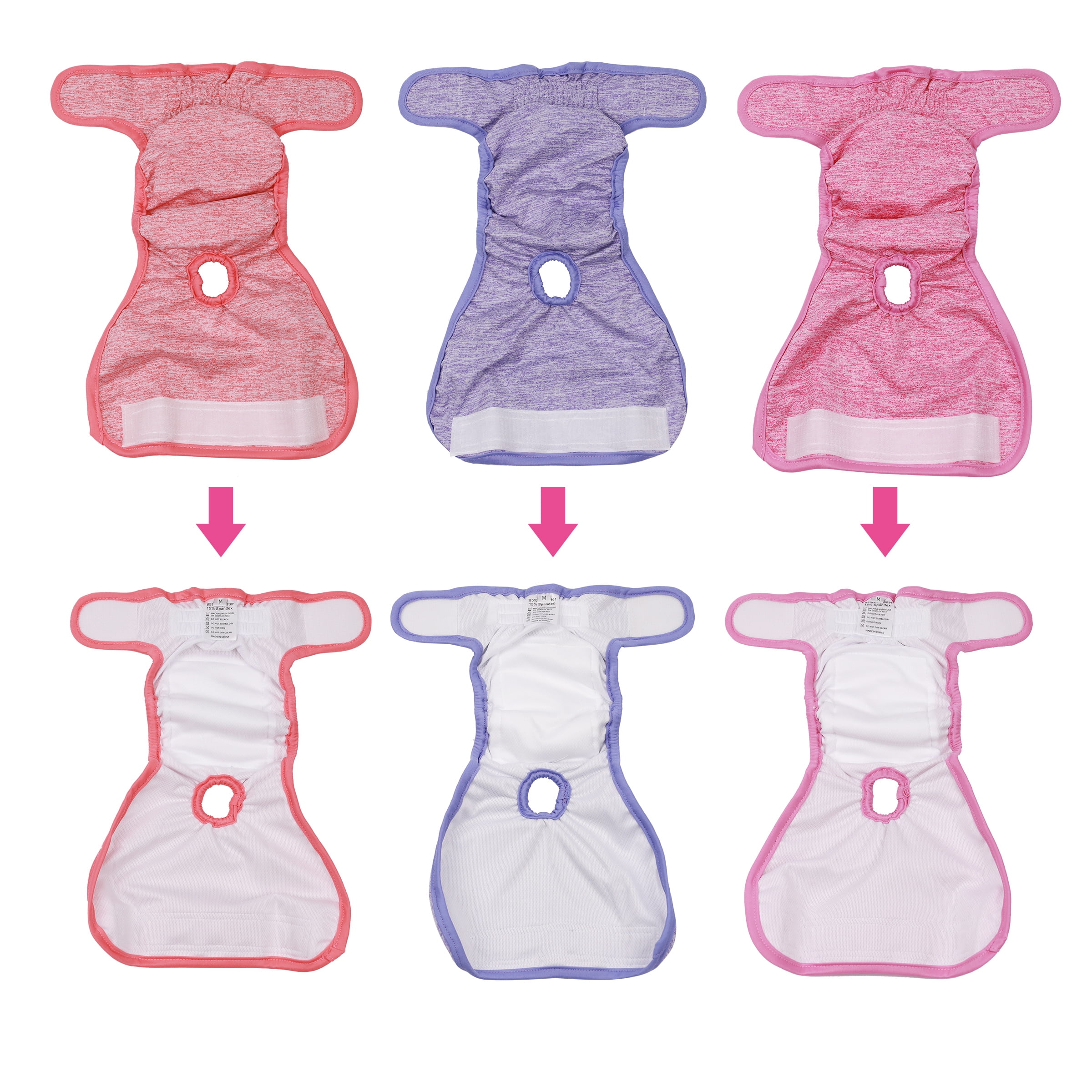 (2 pack) Vibrant Life Washable Dog Diapers for Female Dogs,Medium, 3 Count