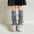 thumbnail image 3 of Hjtefg Girls' Knit Leg - Ribbed Socks, Soft Slouchy Knee-Highs with Crisscross Ties for Seasonal Wear,Color: Light Gray Size: One Size, 3 of 3