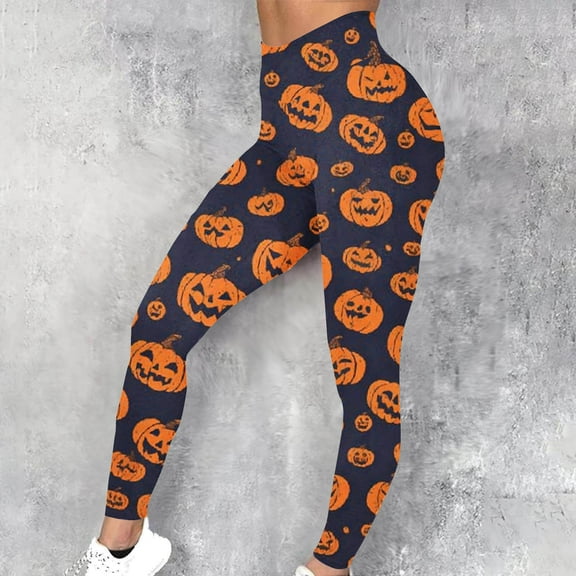 VBTAPA Womens Halloween Leggings Novelty Pumpkin Printed Ultra Soft Yoga Pants High Waisted Stretch Workout Tights Lightweight Casual Milk Silk Legging Novelty Gifts Today Multicolor#1 XXL