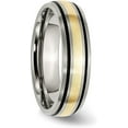 thumbnail image 5 of Chisel Titanium Antiqued and Brushed with 14k Gold Inlay 6.2mm Grooved Band - Ring Size 12.5, 5 of 8