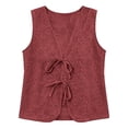 thumbnail image 6 of Womens Tops Solid Color Deep V-Neck Tank Top with Floral Cutout and Tie-Front Detail Boho Style Elegant Minimalist Casual Daily Wear Business Versatile, 6 of 7
