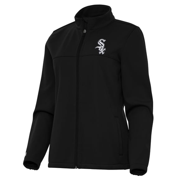 Women's Antigua Black Chicago White Sox Links 2 Golf Full-Zip Jacket