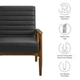 thumbnail image 3 of Accent Chair, Black, Faux Leather, Wood, Living Room Lounge Cafe Lobby Hospitality Restaurant, Modern Contemporary, HB37048, 3 of 9