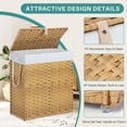 thumbnail image 3 of 110L Foldable Laundry Hamper with Lid and Removable Liner, Wicker Basket for Bedroom & Bathroom, Yellow, 3 of 7