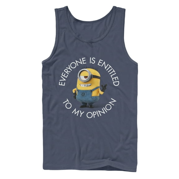 Men's Despicable Me Minion My Opinion Tank Top Navy Blue Small