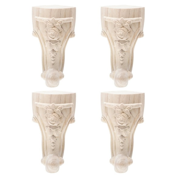 4pcs Carved Pattern Wooden Sofa Legs Household Furniture Decorative Legs