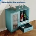 thumbnail image 1 of Modern Green Wine Bar Cabinet with Glass Rack, Tempered Glass Door, Drawers – Multi-Functional Buffet Sideboard for Home, Kitchen, Dining, Living Room – Color: Green, 1 of 7