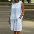 thumbnail image 2 of Women's Linen Sleeveless Casual Two Piece Set With Round Neck Short Swim Suits for Women Beach Dress Swimsuit Cover up plus Bikini Swimsuit Women plus Size Bikini Tanning Swimsuits Full Coverage Tech, 2 of 6